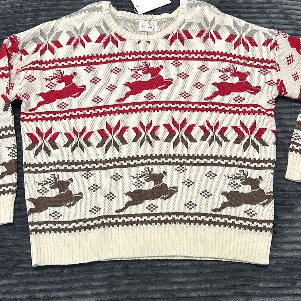 Andree Holiday Christmas Sweater - Ivory  Women’s Large